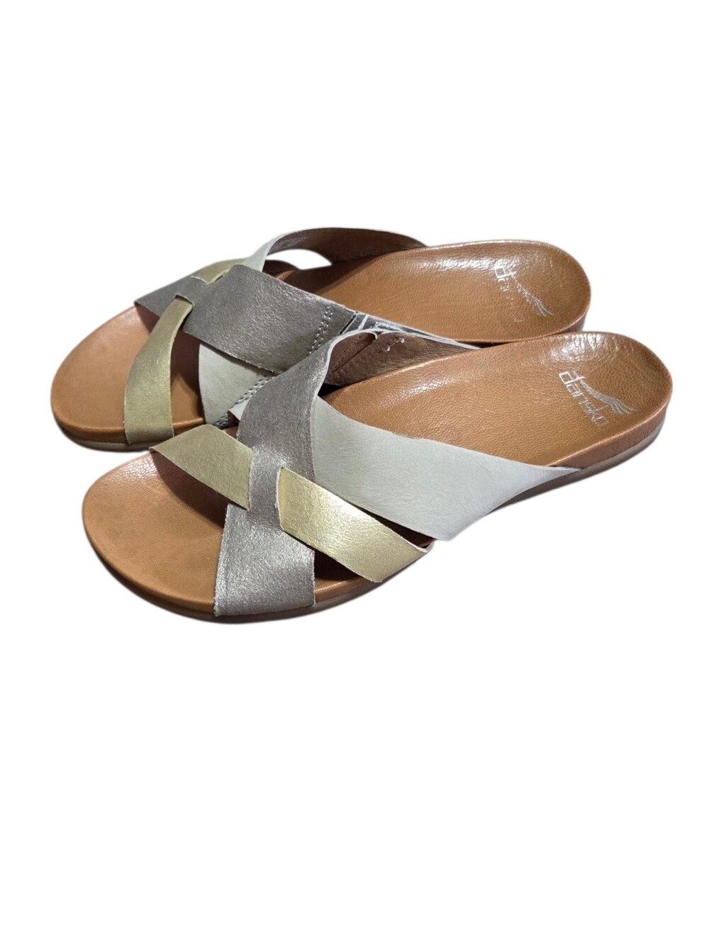 Dansko Women's Joanna slide sandals in a sand multi metallic colorway Womens US7